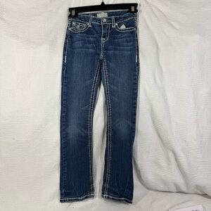 LA Idol Women's Blue Jeans thick stitching skinny leg size 10 W24 L27